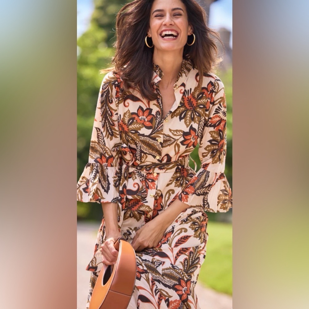 Jude Connolly Roxie Floral Button-Front Midi Dress in size XS with gold buttons - Picture 2 of 11